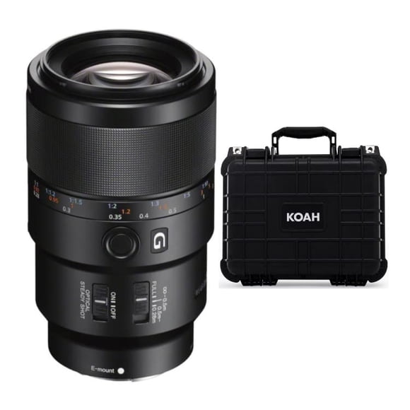 Sony FE 90mm f/2.8 Macro G OSS Lente Macro Full-Frame E-Mount con Estuche Rígido Impermeable Koah (Paquete de 2 Artículos)