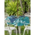 thumbnail image 2 of Outdoor Tablecloth with Umbrella Hole and Zipper, Teal Sunshine Sunflower Round Table Cloth 60 Inch Waterproof Tablecloth, Pastoral Bees Farmhouse Floral Picnic Table Cover for Patio Camping, 2 of 7