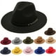 thumbnail image 2 of Sombrero de ala grande de fieltro de lana Simple para hombres y mujeres, sombrero de cadena de lana de estilo británico, sombrero de Jazz Retro clásico, moda de otoño e invierno, 1 pieza, 2 of 4