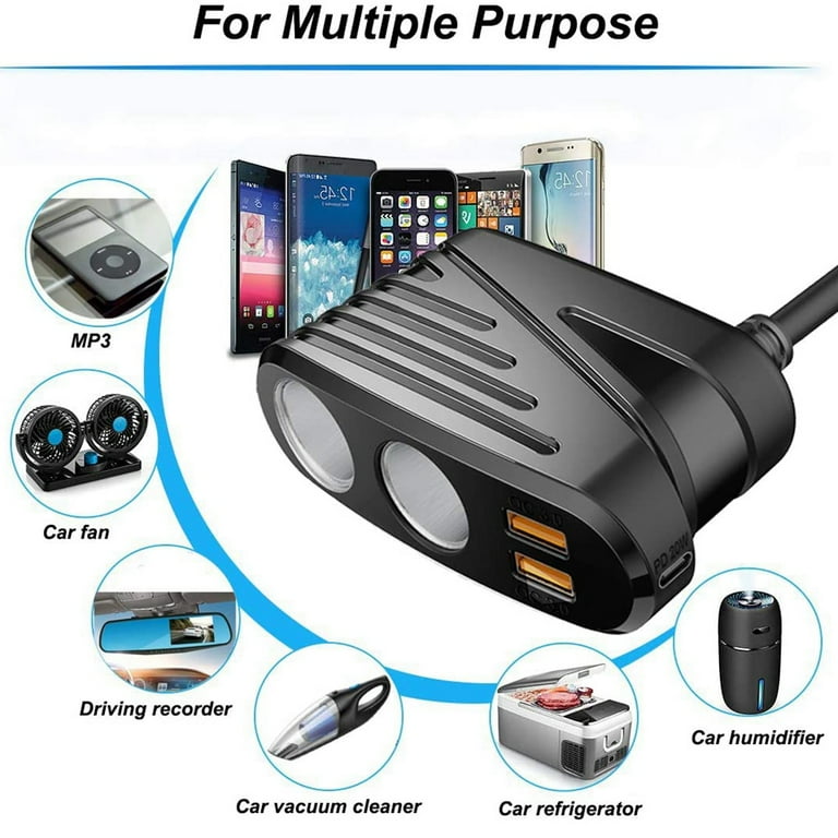 sat nav plug into cigarette lighter Quick Charge 3.0 Car Charger, 120W 2-Way Cigarette Lighter Splitter DC 12V  Power Adapter Socket Extension with Dual USB Quick Chargers for Sat Nav,  DashCam, iPhones, iPad, Android, Laptop