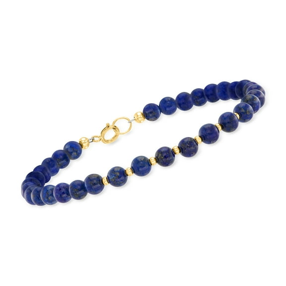 Ross-Simons 4-5mm Lapis Bead Bracelet in 10kt Yellow Gold, Women's, Adult