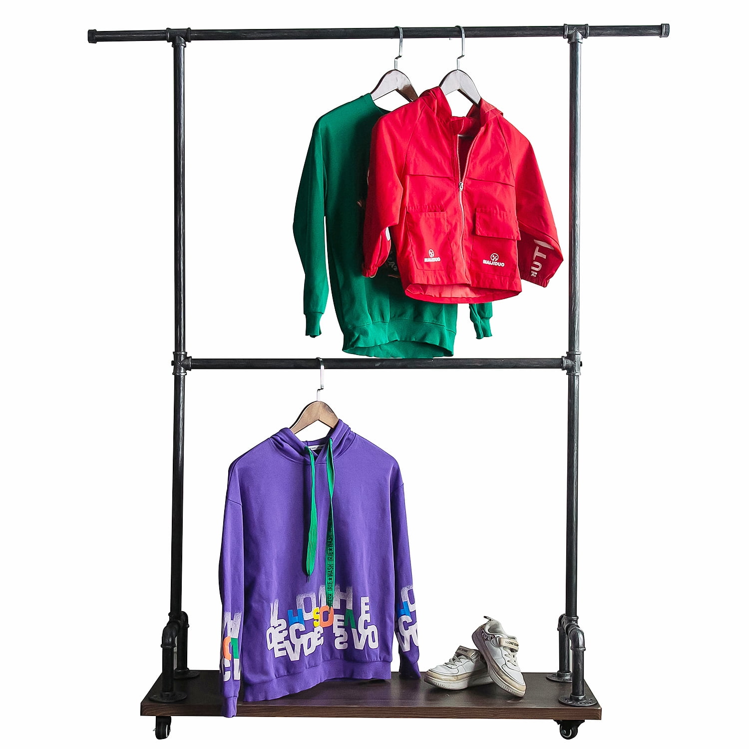 Industrial Clothes Rack, Heavy Duty Rolling Garment Rack for Hanging