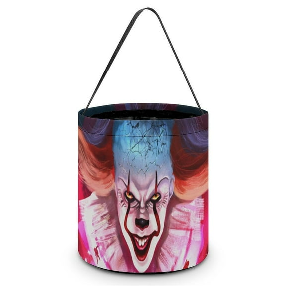 Pennywise Candy Tote Bags Halloween Trick or Treat Bucket Bag Portable Collapsible Reusable Goody Handbag