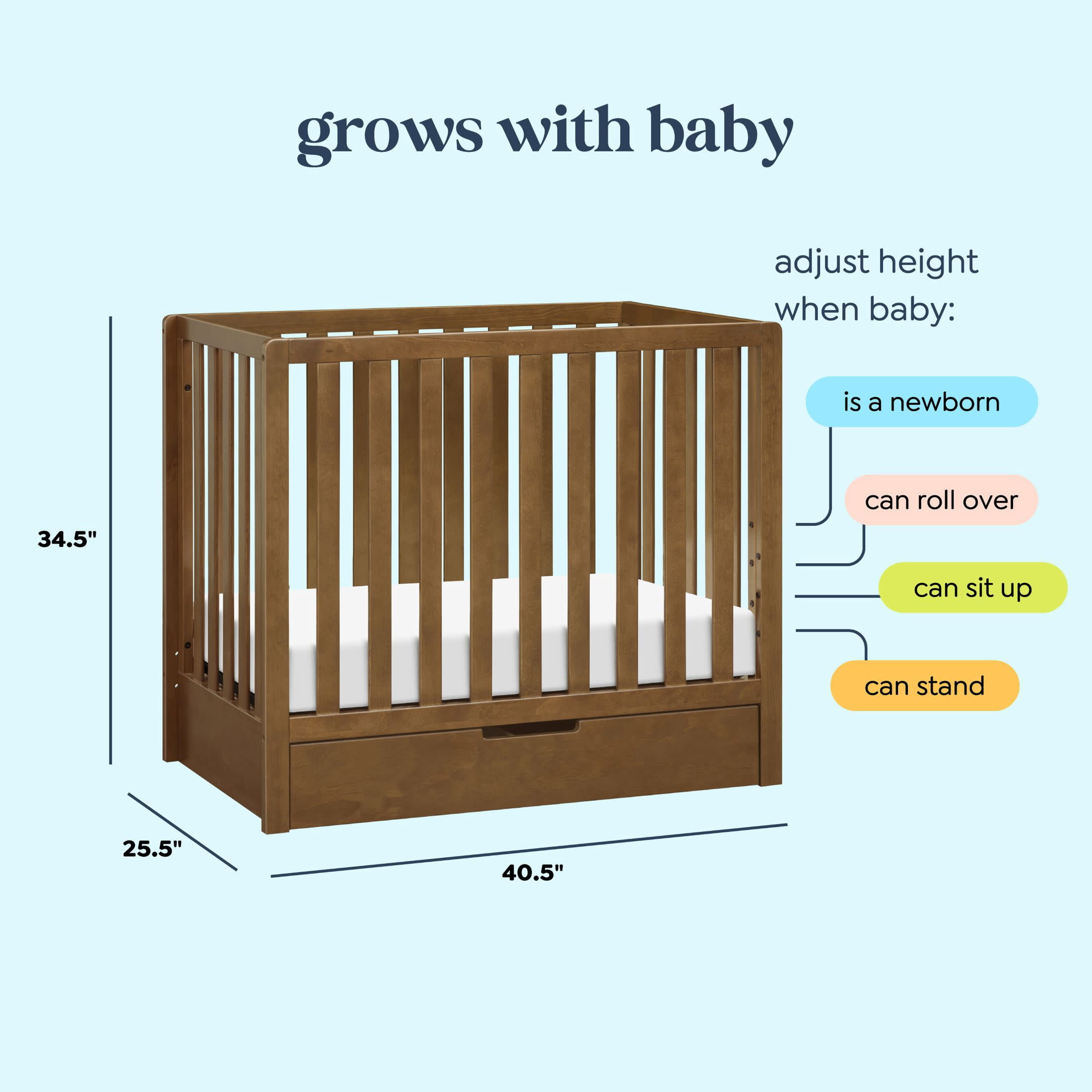 Carter's Colby 4-in-1 Convertible Mini Crib with Trundle