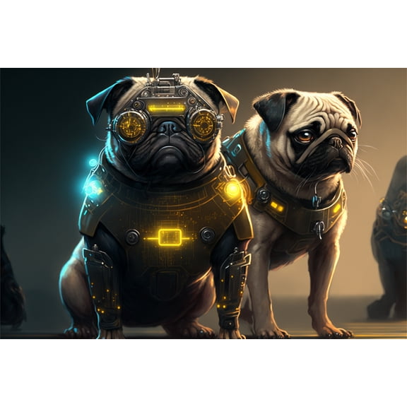 24x36 gallery poster, Cyborg Pugs p2