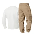 thumbnail image 4 of RYDCOT Men's Long Sleeve Outfits Waffle Knit Henley Shirt and Cargo Pants Set Casual 2 Pieces Spring Fall Tracksuits with Pockets Khaki, 4 of 7