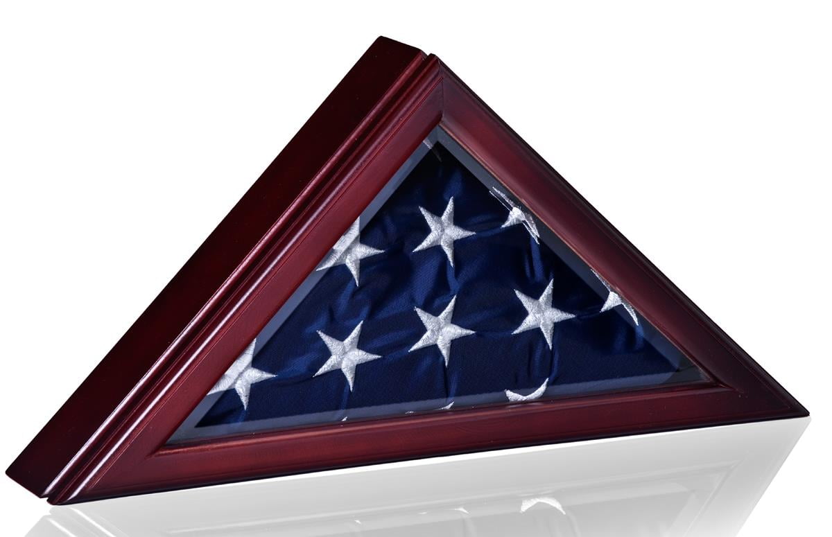 3' x 5' Flag Memorial Case, Shadow Box Frame, Solid Wood with Glass
