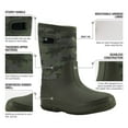 thumbnail image 2 of HISEA Kids Rain Boots, Waterproof Insulated Rubber Neoprene Boots, Olive Green, Size 2, 2 of 9