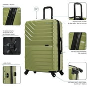 InUSA AURUM 28 Hardside Lightweight Checked Luggage with Spinner Wheels, Handle and Trolley, Green