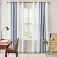 thumbnail image 4 of Abstract Geometric Blue Stripe Kitchen Curtains 84 Inch Length, White Backdrop Grommet Top Bedroom Living Room Curtains, Light Filtering Cafe Curtain Drapes 2 Panels Set 84''x84'', 4 of 9