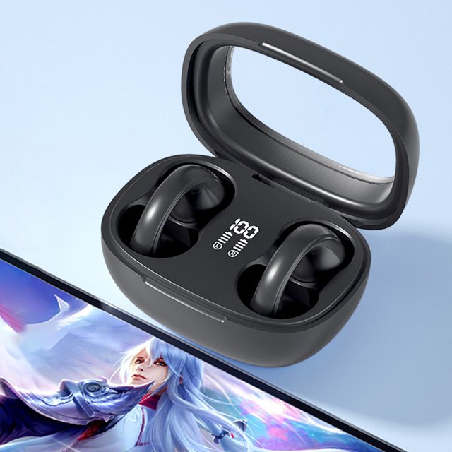 Audífonos con clip para la oreja con micrófono Audífonos estéreo HiFi compatibles con Bluetooth 5.3