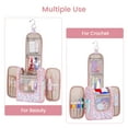thumbnail image 3 of WANDF Floral Hanging Toiletry Bag for Women, Multi-Compartment Cosmetic Bag with Hook, Portable Dopp Kit Organizer, Makeup Bag for Travel,Business Trip,Bathroom(Pink Flower), 3 of 10