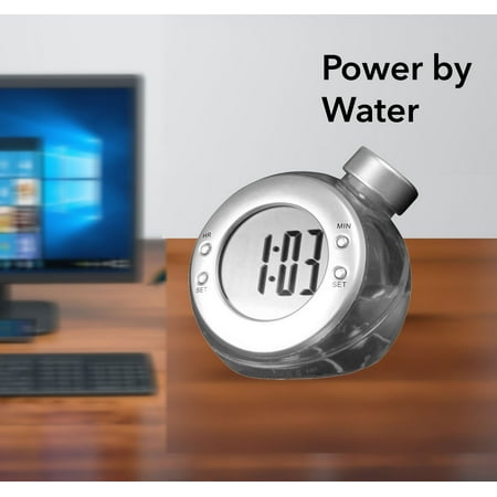 Bulls Desk Clock - Science based Run by Water not battery. Hydro Clock for Kids, office desk, Add water as the source of electric power to turn on the clock. Product Size: 3.54x3.94x3.54