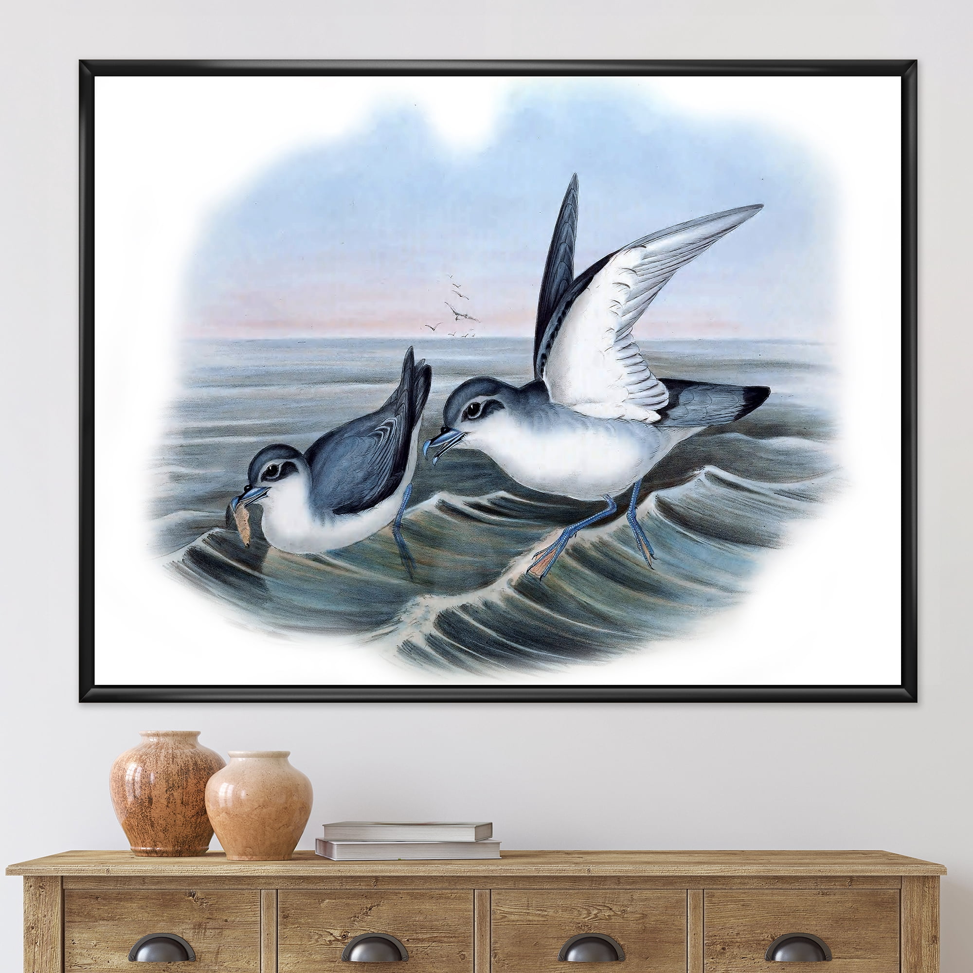 Ancient Bird Life X 40 in x 30 in Framed Painting Canvas Art Print, by Designart
