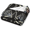 thumbnail image 4 of Vintage American Flag Throw Blanket, Soft Cozy Warm Flannel USA Patriotic Black Blanket for Couch Sofa Bed, 60"x80", 4 of 6