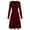 Wine, variant on Busydd Dresses for Women Trendy Pleated V Neck Formal Wedding Guest Dress Casual Solid Color Tunic Long Sleeve Dress for Women S