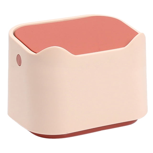 Ficarrico Mini bote de basura de plástico moderno con tapa - Cesta de basura para tocador de baño, escritorio, mesa o mesa de café - Desechar rondas de algodón, esponjas de maquillaje, pañuelos