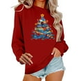 thumbnail image 2 of HOMBOM Womens Crewneck Sweatshirts Light Up Wine Funny Merry Christmas Xmas Tree Sweatshirt for Ladies Fall, 2 of 6
