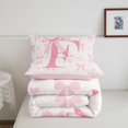 thumbnail image 4 of Initial Letter F Comforter Set Full Size,Princess Style Pink Bowknot Girly Romantic Bedding Set 3 Pcs for Teens Young,Dreamy Bow Love Hearts Kawaii Pink Down Comforter,2 Pillowcases, 4 of 6