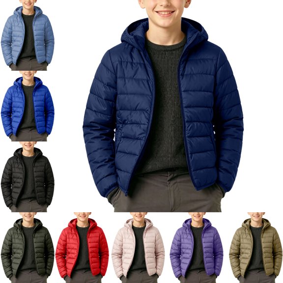 Teyfeniy Puffer Jackets for Teens Boys and Girls Zip up Quilted Thermal Thicken Fall Winter Casual Warm Coats Lightweight Outwear