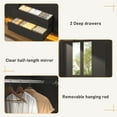 thumbnail image 6 of ChVans 75" Tall 4 Doors Armoire Wardrobe Closet with 3 Drawers and Mirror, Large Wardrobe Closet for Bedroom with LED Lights, Wooden Armoire Storage Cabinet with Hanging Rod, Black, 6 of 8