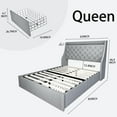 thumbnail image 2 of King Size Bed Frame with Adjustable Headboard, Upholstered Platform Bed Frame with Wooden Slats Support, No Box Spring Needed, Non-Slip, Noise-Free, Easy Assembly, Black, 2 of 9