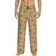 thumbnail image 1 of Fotbe Brown Flowers Pantalones de Pijama para Hombre, Pantalones de Dormir, Pantalones de Casa con Cintura Ajustable y Bolsillos-Small, 1 of 6