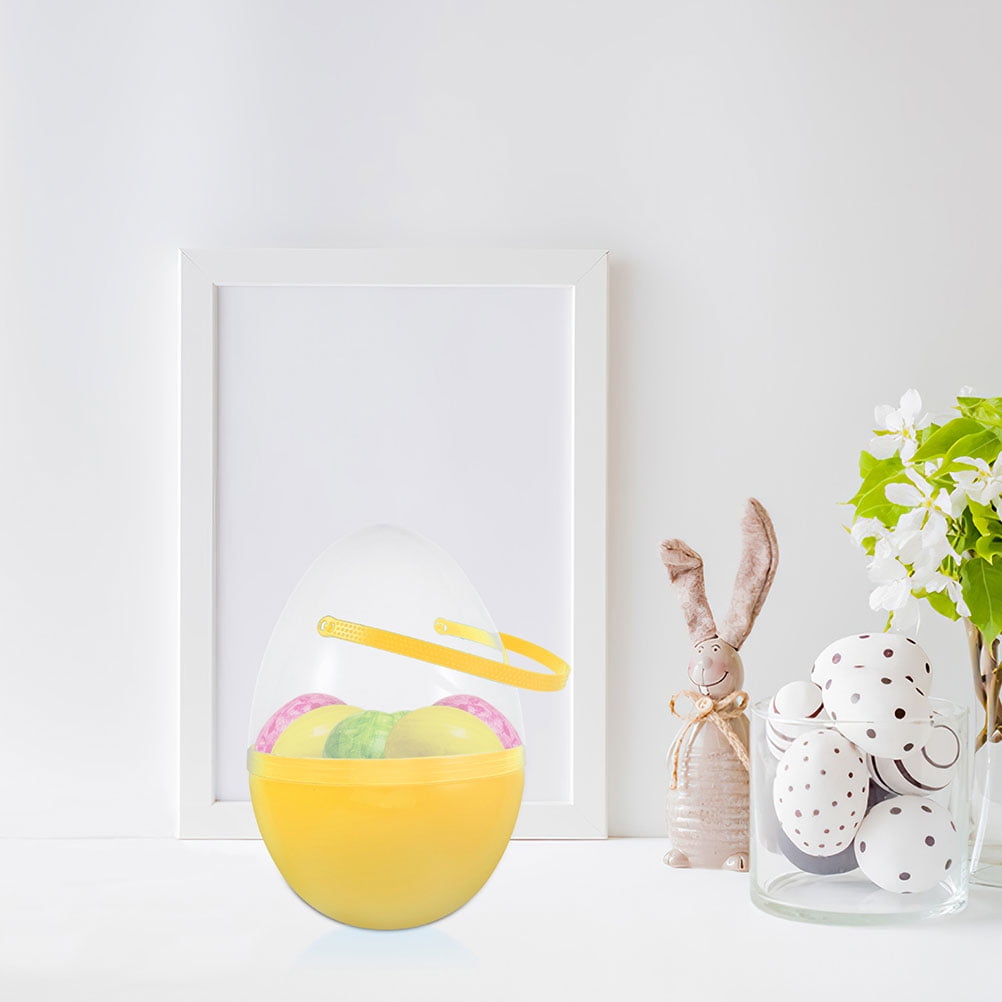 HONMEET 25cm Yellow Fillable Plastic Easter Egg with Handle for Storage and Fun Surprises at Events