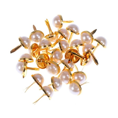 

100 Pcs 12MM Pearl Brads Scrapbooking Embellishment Fastener Brads Metal Crafts Christmas Decoration (Golden)