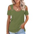 thumbnail image 2 of Timegard Summer Tops for Women Scoop Neck Cold Shoulder Short Sleeve Fitting Comfy Dressy Casual Tops, 2 of 8