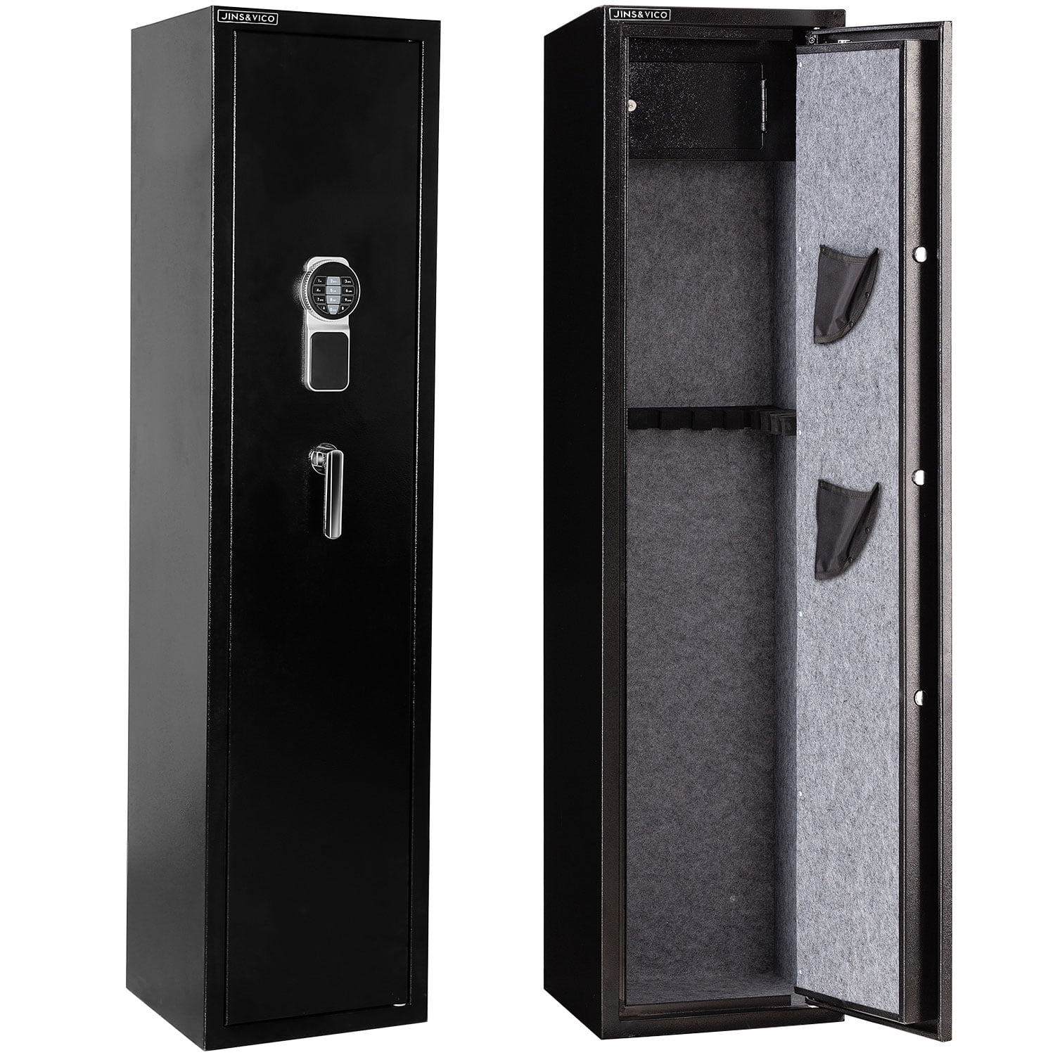 full length in-wall cabinet beigegun storage safe key rifle vault security 