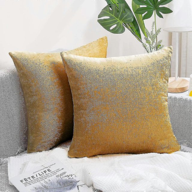 Pack Of 2 Chenille Throw Pillow Covers, Comfy Home Decorative Pillowcase Throw Cushion Case For Couch Sofa Bedroom (18x18 Inch, Teal)