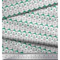 thumbnail image 2 of Soimoi Green Silk Fabric Teddy Bear Face Print Fabric by the Yard 42 Inch Wide, 2 of 3