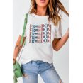 thumbnail image 3 of ABPHQTO Camiseta blanca de manga corta con estampado gráfico de la bandera de EE. UU. FREEDOM para mujer, 3 of 5