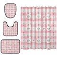 thumbnail image 2 of 4-Piece Bathroom Set with Waterproof Shower Curtain with Non-Slip Bath Mat, U-Shaped Mat & Toilet Lid Cover Cute Bunny Faces, 2 of 8