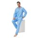 thumbnail image 3 of Apparonia Conjunto de Pijamas para Hombre de Algodón con Cuello con Muesca Pijamas para Hombre de Manga Larga Ropa de Dormir para Hombre con Bolsillos y Parte Delantera Fly Estampados Redondos M, 3 of 7
