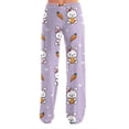 thumbnail image 3 of Easter Womens Silk Pajamas Drawstring Easter-Themed Print Loungewear Wide Leg Stretchy Lounge Pants Elastic Waist Comfy Sleep with Pockets Pants, #338 Purple S, 3 of 6