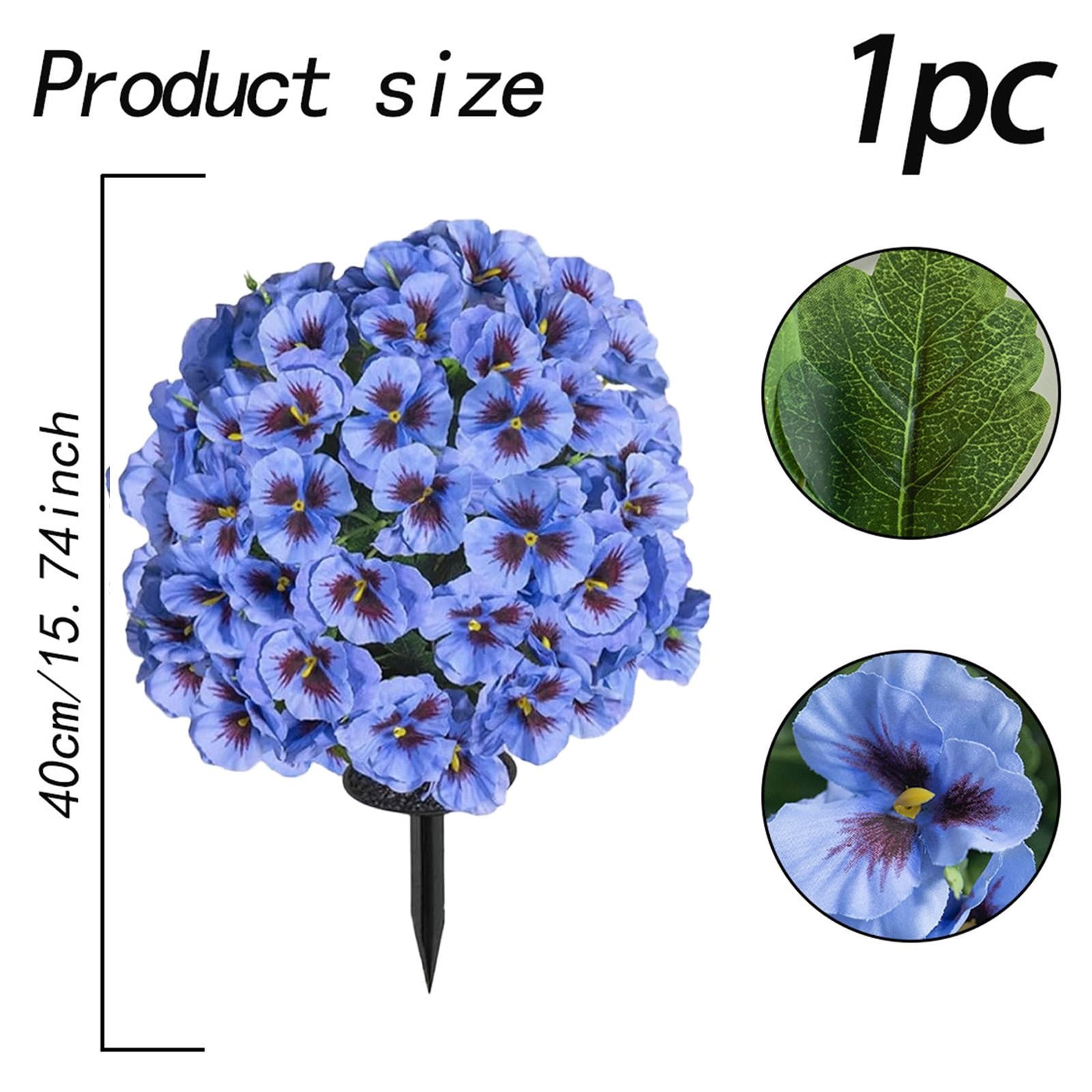 Spring Artificial Topiary for Outdoors with Spikes, UV Resistant Fake Outdoor Shrubs with Violet Flowers, Artificial Bushes for Outdoors Garden, Front Porch, Yard, Patio, Blue