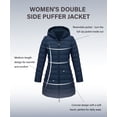 thumbnail image 3 of Giolshon Women's Reversible Puffer Jacket Long Hooded Quilted Padded Bubble Coat Winter Warm Lightweight Outerwear, 3 of 4