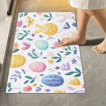 Yayeee Bath Rugs for Bathroom Floor Set of 2 Non Slip Fluffy Soft Absorbent Mat, Purple Easter Eggs