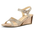 thumbnail image 1 of Zapatos de tacón de cuña con correa en el tobillo para mujer zapatos casuales de verano con punta abierta cómodos, 1 of 7