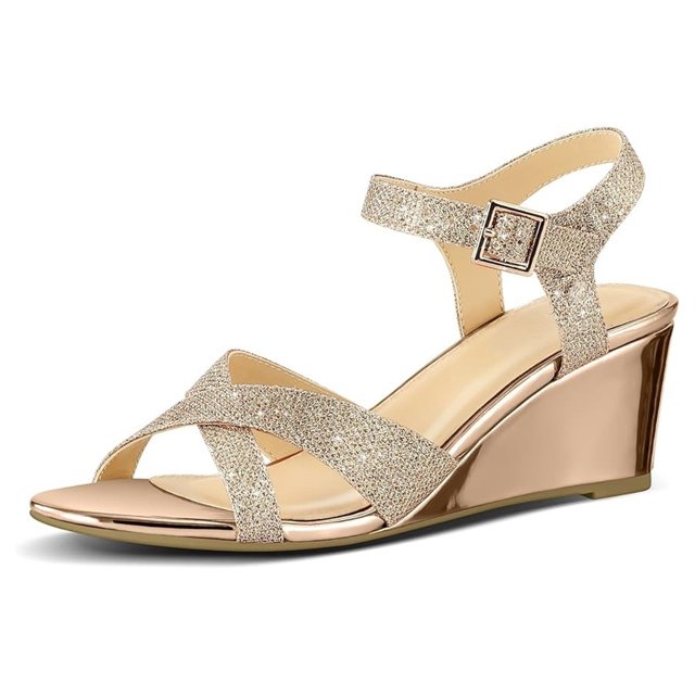 Zapatos de tacón de cuña con correa en el tobillo para mujer zapatos casuales de verano con punta abierta cómodos