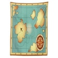 thumbnail image 3 of Ambesonne Map Tablecloth Rectangular Table Cover, Treasure Compass, 52"x70", Cream Blue, 3 of 4