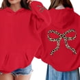 thumbnail image 2 of Mercatoo Hoodies for Girls Bow Graphic Oversized Leopard Hooded Sweatshirt Long Sleeve Cute Trendy Casual Pullover Tops, 2 of 7