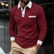 thumbnail image 5 of Ceisia Men Casual Color Block Half Zipper Lapel Pullover Long Sleeve Gift Fashion Daily Outdoor Athletic Casualwear Top, 5 of 8