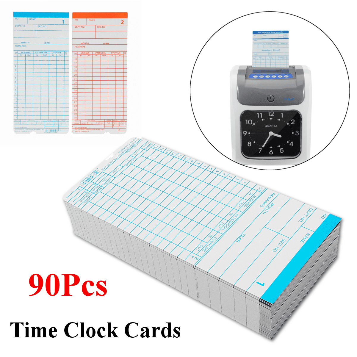 Employee Attendance Punch Time Clock Payroll Recorder Lcd Display With 50 Cards
