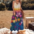 thumbnail image 2 of Vibe Blooming Tulips Design Sleeveless Dress Woman Fashion Long Dresses Women's Summer Suit Dress 2025, 2 of 7