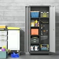 thumbnail image 2 of Coolsun Metal Garage Storage Cabinet with Locking Doors, 71" H Rolling Tool Storage Cabinet with Wheels, Tall Storage Cabinet with Adjustable Shelves for Office Home,Garage,Shop-Black, 2 of 7