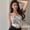 White, variant on Women's Print Irregular Slim Sexy Backless Exposure Navel Fake Two Pieces Camisole Crop Top