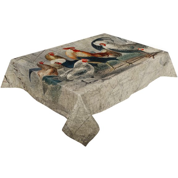 Farm Rooster Chicken Retro Illustration Wedding Table Cloth Waterproof Oilproof Dining Table Cover Kitchen Home Decor Tablecloth